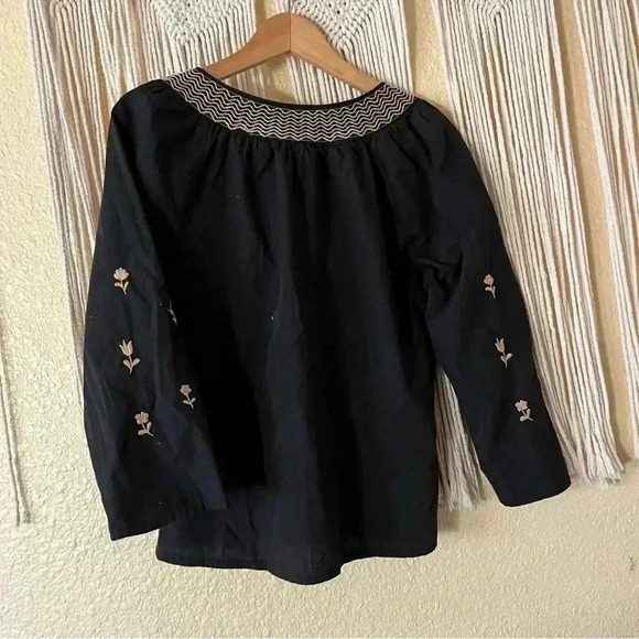 Anthropologie black brown embroidered blouse top size 6 - Picture 4 of 6